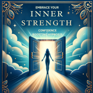 The design is calming and inspirational, featuring symbolic elements that evoke a sense of empowerment, transformation, and the journey towards self-assuredness. The title is prominently displayed in an elegant and readable font, perfectly conveying the theme of confidence and inner strength.