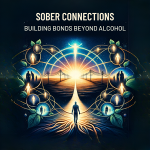 This cover art symbolizes the journey from alcohol dependence to sobriety and the enrichment of relationships. It features imagery such as a path leading from darkness to a bright horizon, representing the transition to sobriety, and interconnected figures, symbolizing strengthened relationships. The design evokes a sense of hope, growth, and connection, with the title prominently displayed in an elegant font, complementing the theme of the cover.