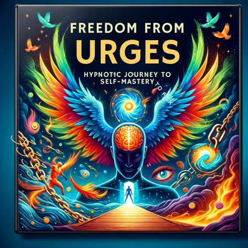 Featuring the title in an eye-catching font and visual elements symbolizing transformation and liberation. The vibrant colors and imagery evoke a sense of empowerment and the promise of a new beginning, making it more appealing to potential buyers and conveying the transformative impact of the audio on personal growth and freedom from urges.