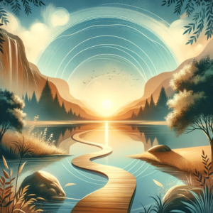 The image for "Peaceful Pathways: Mindful Coping Strategies for Cancer Patients" has been created, embodying a sense of serenity and hope. It features a tranquil natural setting, symbolizing the journey of healing and acceptance. This design resonates with themes of mindfulness, support, and resilience, offering a visual representation of finding peace and strength amidst the cancer journey.